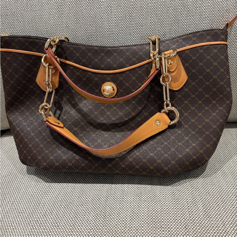 Rioni Brown and Tan Tote Bag with Luxurious Design